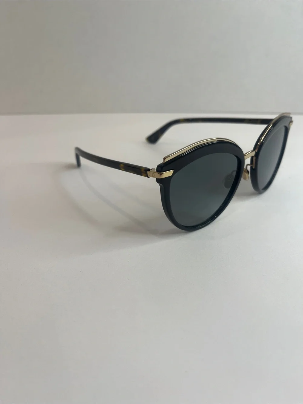 Dior Black & Gold Round Cat-Eye Sunglasses